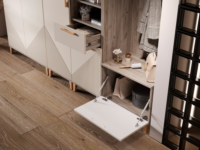 Модульная прихожая Ирис, Крафт серый/Кашемир