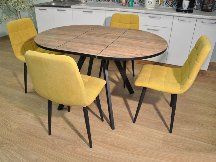 Обеденная группа Нарди / Стул Х 4 шт. / Дуб Веллингтон/черный / бид 43