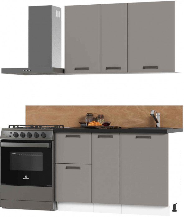 Кухня Призма 1,2 м белый/асфальт суперматовый (столешница - кастилло темный)