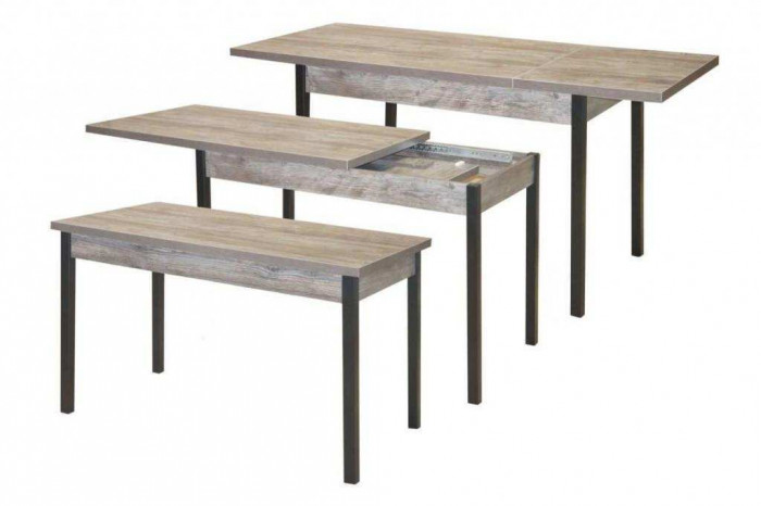 Стол обеденный Бродвей Сосна посадена / черный