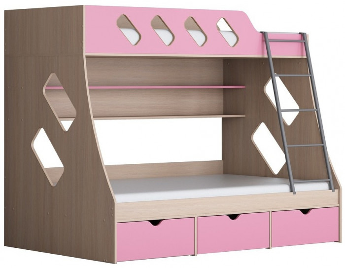 Дельта-20.01 Детская двухъярусная кровать с лестницей (Желтый, Белый)