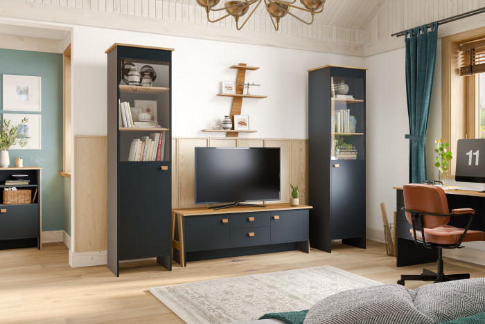 Тумба под телевизор "Скандинавия" - Антрацит/Дуб наварра