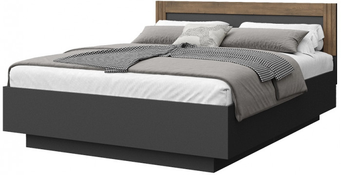 Кровать 160х200 с щитовым основанием "Каен" - Дуб стирлинг/Антрацит