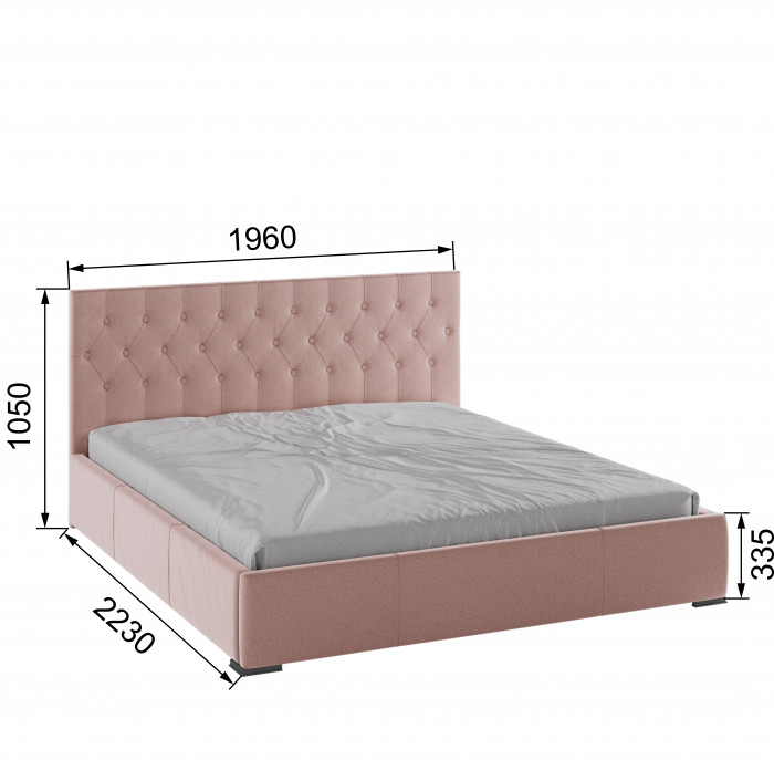 Октавия Кровать интерьерная 180 пыльная роза ромб, ПМ