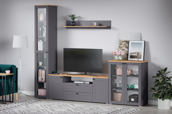 Остин 16.484 Полка, серый графит/дуб крафт золотой