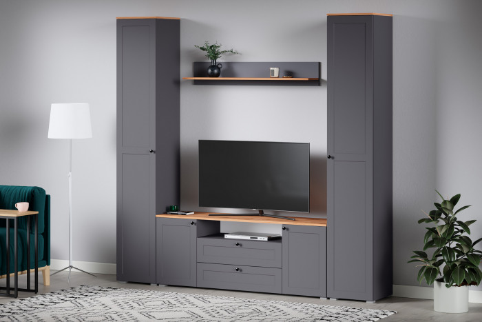 Остин 16.484 Полка, серый графит/дуб крафт золотой