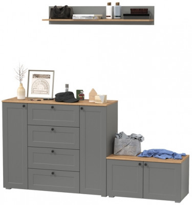 Остин Прихожая 67, серый графит/дуб крафт золотой