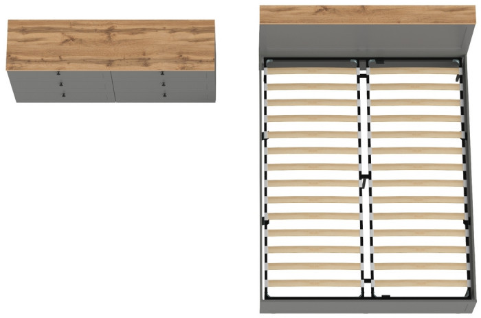 Остин 11.53 Кровать + ортопед + 16.240 Комод, серый графит/дуб крафт золотой