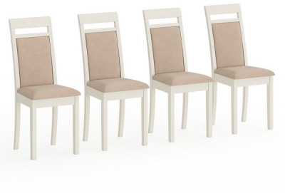Четыре стула Мебель--24 Гольф-12 разборных, цвет слоновая кость, обивка ткань велюр бежевый 05, 40х40х100 см., от пола до верха сид. 47 см.(мягк. сп)