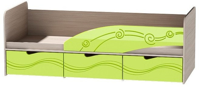 Детская кровать Бриз-3 80х190, волна (Ирис/Белый/Правый)