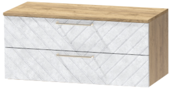 Тумба-5 прикроватная подвесная "Иннэс-7", Крафт золотой/Бетон снежный