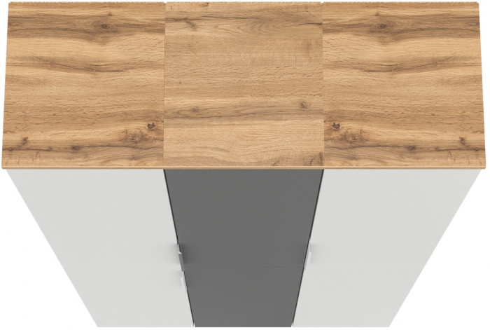 Октава Набор шкафов 49, цвет белый шагрень/серый графит/дуб крафт золотой/фасады МДФ белый шагрень/серый графит, ШхГхВ 96,6х35,3х197,6 см., ун. сб.