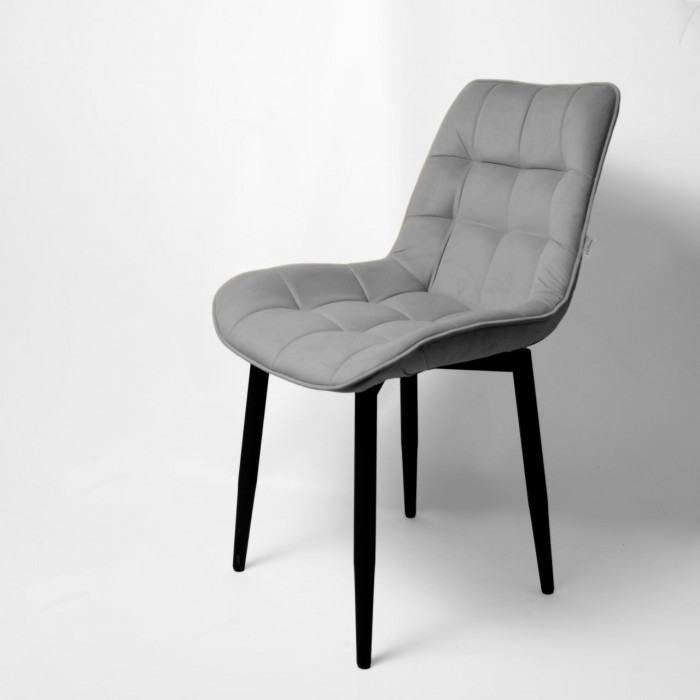 Стул "Бостон" черный матовый Velutto 52 серый