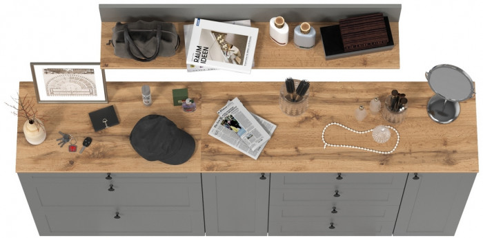 Остин Прихожая 68, серый графит/дуб крафт золотой