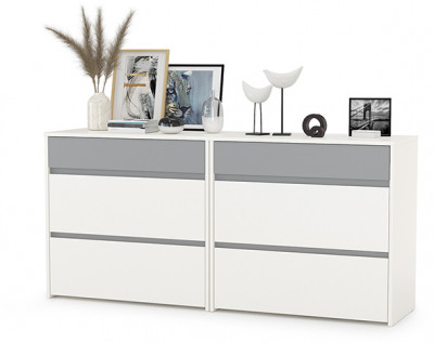 Торонто 13.321 Комод + 13.321 Комод, белый шагрень/стальной серый