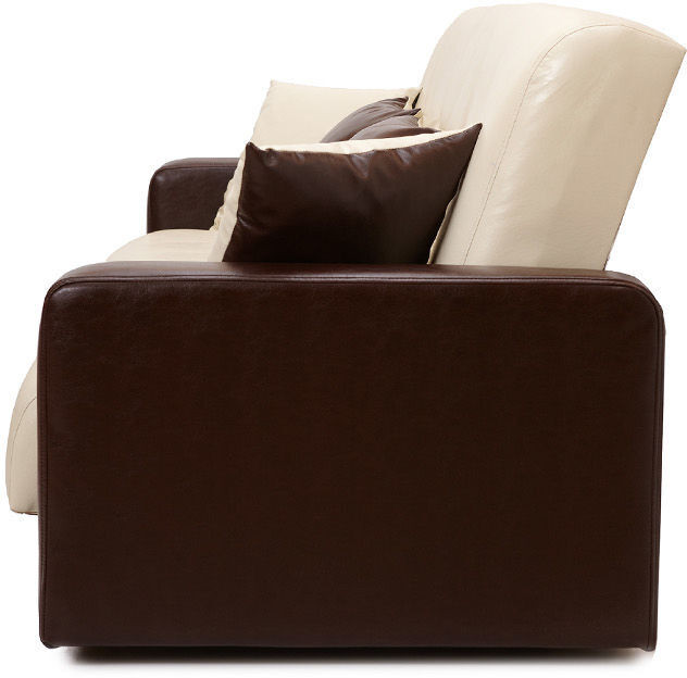 Диван-кровать Аккорд 120х190, книжка, пружинный блок, экокожа, цвет коричнево-бежевый