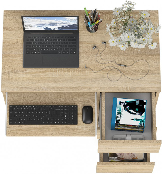 Мори компьютерный стол МС-6 правый, дуб сонома