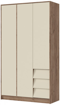 РЕЙН ШК 02 Шкаф 3-х створчатый (1200х2100х500) Фасад КАШЕМИР/Корпус ДУБ КРАФТ ТАБАЧНЫЙ