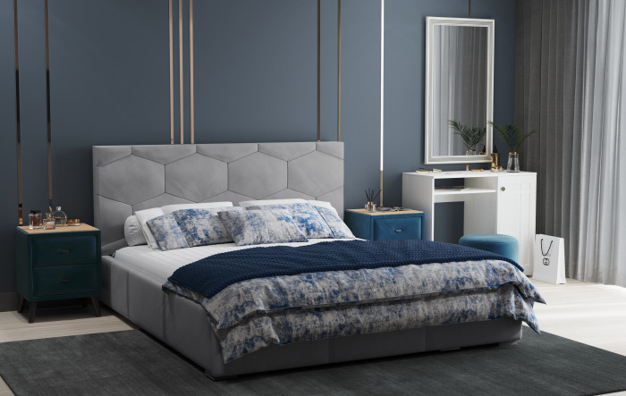 Манука Кровать интерьерная 160 светло-серый, ортопед