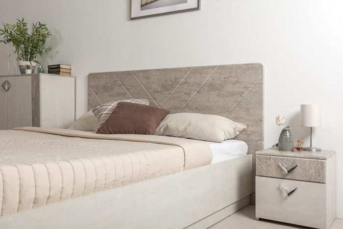 Амели Спальня № 8 Комод 13.106 + Стол туалетный + Зеркало + Шкаф 13.133 + Кровать 11.31 + под. ортопед + Тумбочка, 1600х2000 мм, б/м