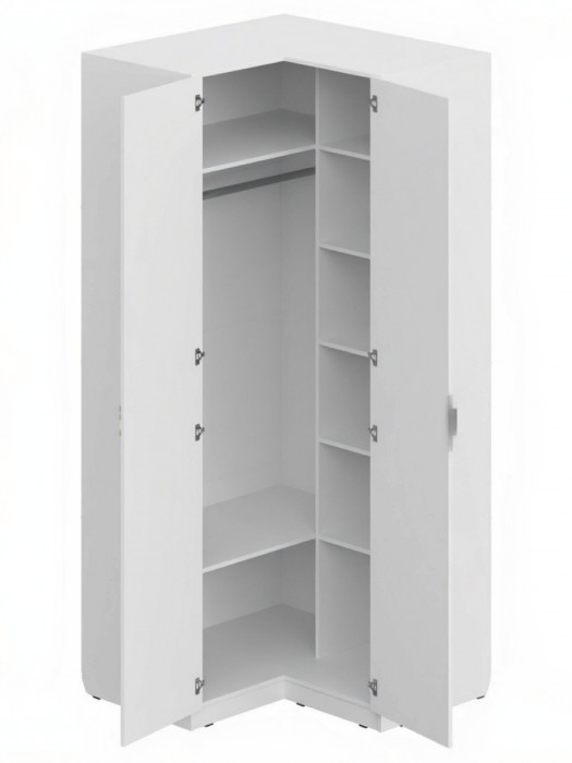 Шкаф угловой 2-х дверный с зеркалом ШК-4128, Белый/Профиль МДФ Дуб вотан