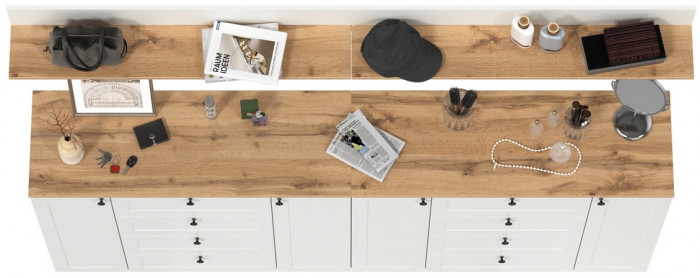 Остин Прихожая 69, белый шагрень/дуб крафт золотой