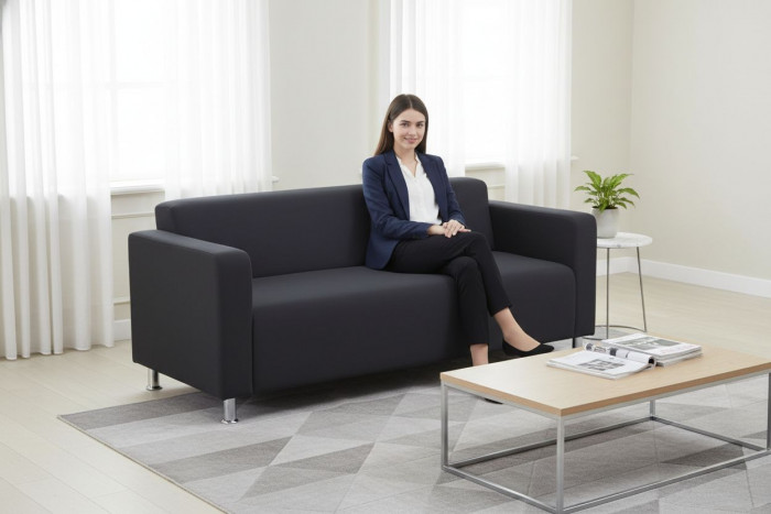 Диван прямой Томи, 200х78х75 см, велюр, черный