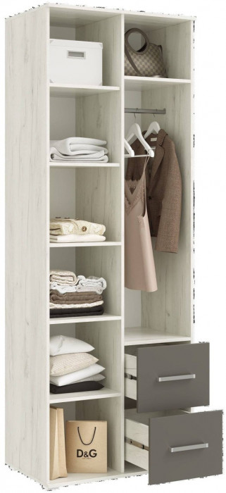 Модульная спальня Фиеста NEW композиция 3 (Дуб крафт белый/Графит)