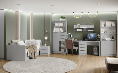 Набор мебели для подростковой "Мадрид", Серый камень