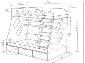 Дельта-20.01 Детская двухъярусная кровать с лестницей (Кремовый, Белый)