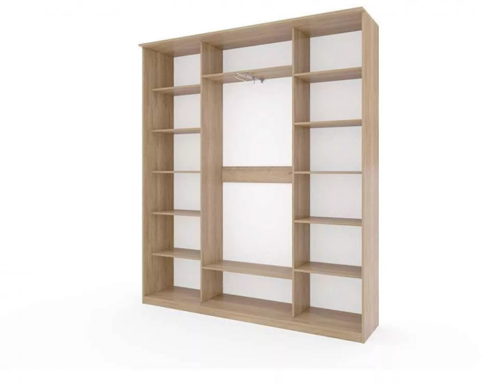 Шкаф купе Модерн 2362х450 4-х дверный 3-х секционный зеркальный с пескоструем №3 ясень