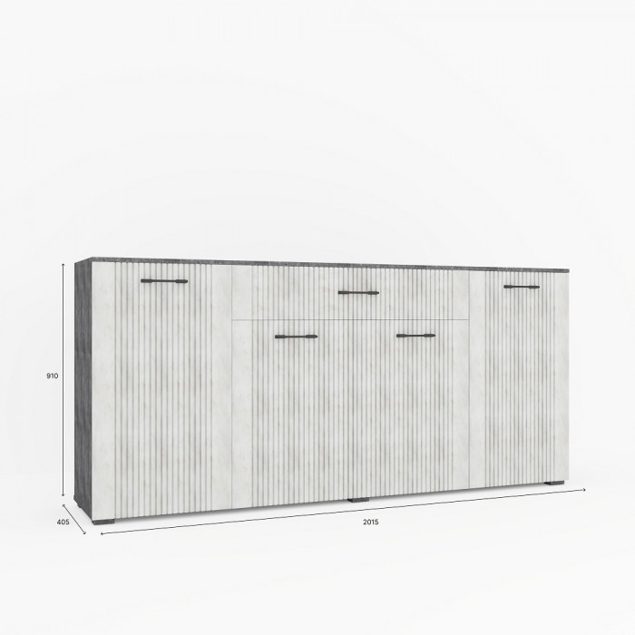 Комод для спальни "Денвер" - Бетон спаркс/Перламутр жемчуг