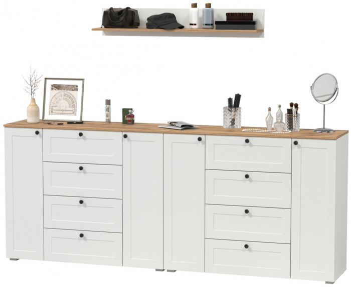 Остин Прихожая 70, белый шагрень/дуб крафт золотой