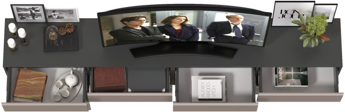 Сидней 13.63 + 13.63 Тумба под ТВ, корпус: антрацит/фасады: МДФ веллюто капучино