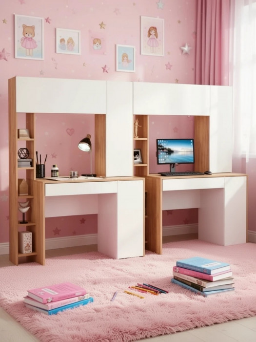 компьютерный стол Комфорт 12.71 + компьютерный стол Комфорт 12.71, дуб золотой/белый