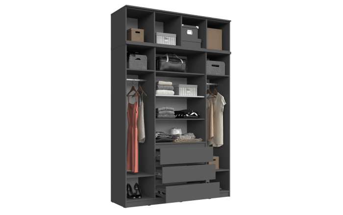 Челси Шкаф 1600 + антресоль 1600 (Графит, Графит)