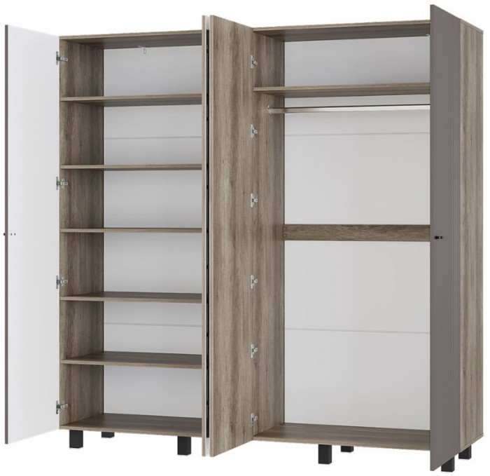 "Олива" ШК-13 Шкаф 4-х створчатый Дуб каньон/MF14 Муссон софт