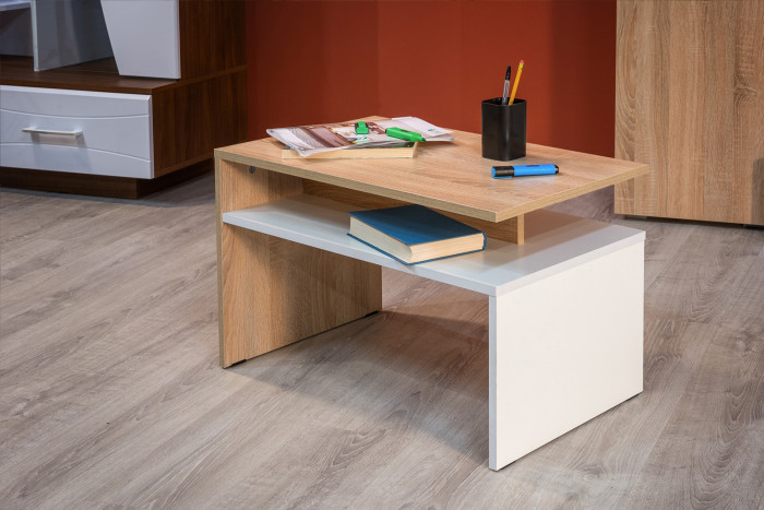 КР100 Лайт Стол журнальный 03.235, цвет дуб сонома/белый, ШхГхВ 70х40х41,7 см.(кр96)