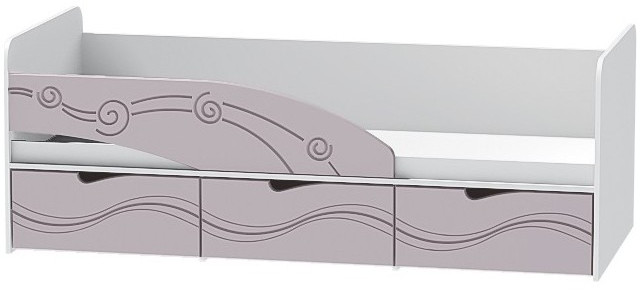 Детская кровать Бриз-3 80х190, волна (Антарктида/Белый/Правый)