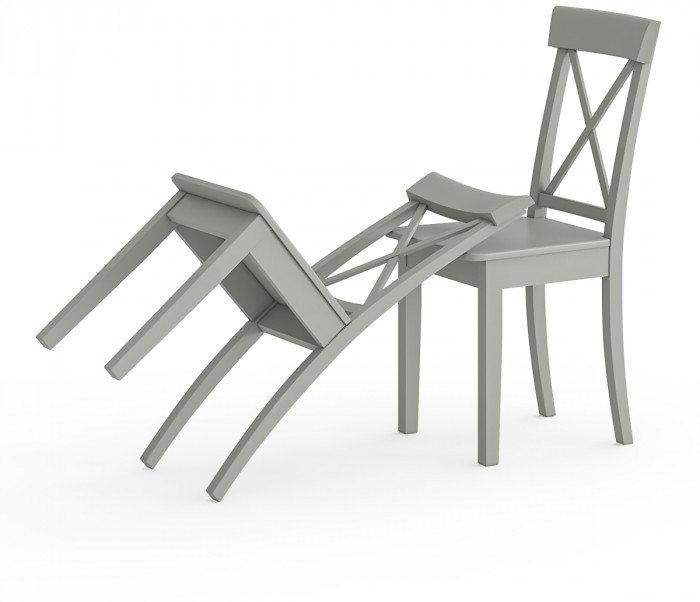 Два стула Мебель--24 Гольф-14 разборных, цвет серый, деревянное сиденье серое, ШхГхВ 41х42х95 см., от пола до верха сиденья 47 см.