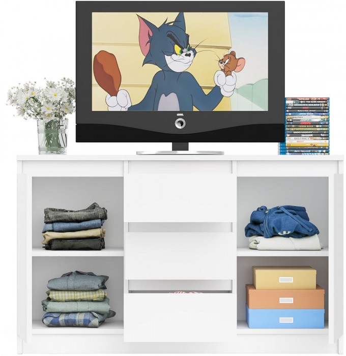 Мори Комод МК1200.3, цвет белый, ШхГхВ 120,4х41х73 см.