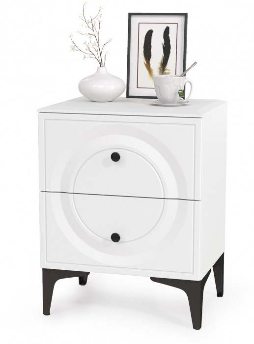 Валенсия Спальня № 11, цвет ЛДСП белый шагрень/чёрный/МДФ белый шагрень, ортопед есть, сп. м. 1600х2000 мм., б/м