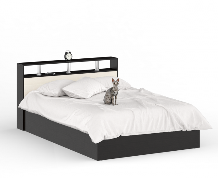 Камелия Кровать 1400, цвет венге/дуб лоредо, ШхГхВ 143,5х217х78,2 см., сп.м. 1400х2000 мм., без матраса, основание есть