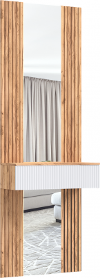 Тумба с зеркалом Марвэл, Крафт золотой/Браш вайт