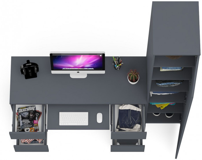 Мори компьютерный стол МС-2 + Пенал МШ400.1, графит