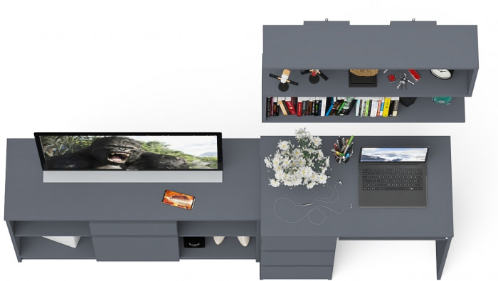 Мори компьютерный стол МС-6 левый + Тумба МТВ1204.1 + Полка 900, графит