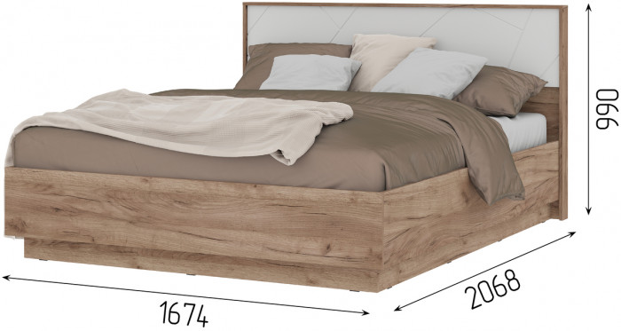 ОРЕГОН КР 02 1.6х2.0 (1674х990х2070) Фасад МДФ БЕЛЫЙ СУПЕРМАТ,ДУБ КРАФТ ТАБАЧНЫЙ/Корпус ДУБ КРАФТ ТАБАЧНЫЙ