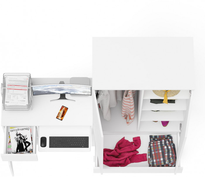 Мори компьютерный стол МС-1 левый + Шкаф МШ900.1, белый