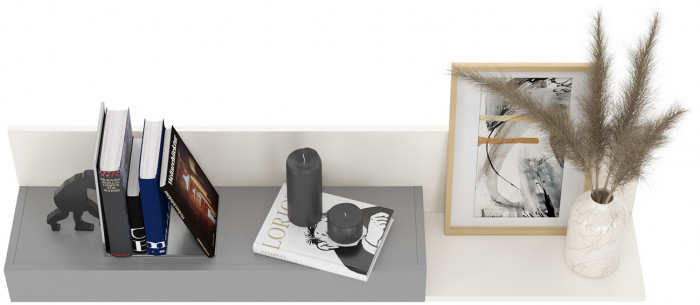 Торонто 16.475 Полка, белый шагрень/стальной серый