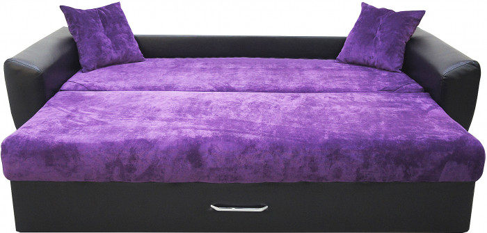 Диван-кровать Амстердам Люкс, 160х195, еврокнижка, независимый пружинный блок, велюр/экокожа, фиолетово-черный